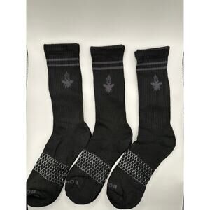 BOMBAS Size Large 3 Pairs Honeycomb Crew Socks Black Unisex